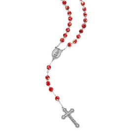 Mondo Cattolico Rosary Beads catholic for Women and Men from Vatican, real shell beads, red enameled centerpiece with Pope Francis and Jesus of Divine Mercy - Perfect Catholic gifts