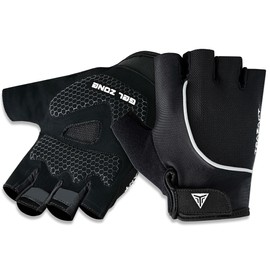 Trazant Half Finger Cycling Gloves Anti-Slip Bike Gloves Gel Padded Shock Absorbing Bicycle Riding Gloves for Men and Women (Full Black, X-Large)