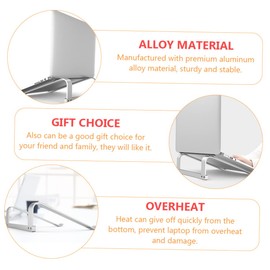 Tofficu Portable Aluminum Laptop Stand Heat Sink Base Elevated Rack with Strong Load Bearing Capacity for Office and Home Use Stable and Durable Silver Laptop Support Holder