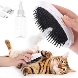 Vodolo 3-in-1 Rechargeable Steamy Cat Grooming Tool - Defur Comb, Spray Massage, Self-Cleaning Hair Brush with USB Port