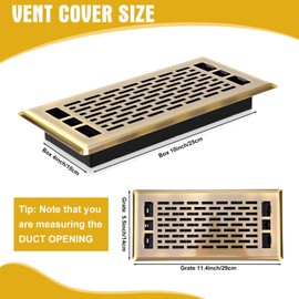 10 Pcs 4 x 10 Inches Floor Register Heavy Duty Floor Vent Covers Carbon Steel Walkable Metal Registers Adjust Air Flow Direction for Home (Brass)
