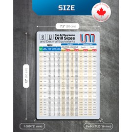 INCH Tap & Clearance Drill Sizes and Decimal Equivalents Magnetic Chart | Magnet Drill Guide Sheet | Tap & Clearance Drill Sizes Guide Posters for 0-80 to 1-20, UNC, UNF 8" x 12" (20cm x 30cm)