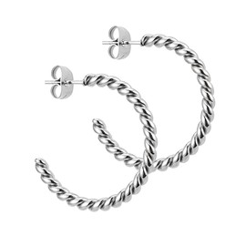 BONNYBIRD® BonnySail Premium Hoop Earrings for Women Made of Surgical Steel in Silver, Gold & Rose Gold, 100% Waterproof and Skin-Friendly (26 mm), Stainless Steel, Not applicable