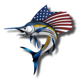 215 Decals, Graphics, Skins & Stickers USA Marlin Fish Sticker Patriotic American Flag Fishing Boating Decal