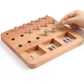Wooden Peg board for Occupational Therapy with 3 Sizes of Pegs and Holes, Wood Pegboard for Finger Dexterity, Hands Therapy Peg Board to Improve Finger Motor Skills and Hand-Eye Coordination, 18 Holes