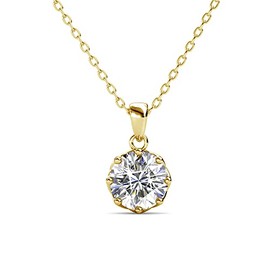 Cate & Chloe Eden Solitaire Pendant Necklace, Women's 18k Yellow Gold Plated Necklace with a Large Sparkling Solitaire Round Cut Crystal