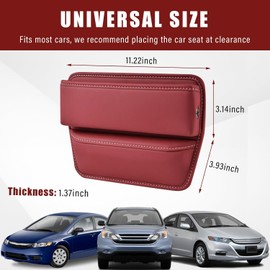 Ziciner Organizador de huecos para asiento de coche, caja de almacenamiento de asiento de automóvil de piel premium, relleno ajustable para asiento delantero, organizador de bolsillo lateral para asiento de automóvil para teléfonos, anteojos, llaves, dine