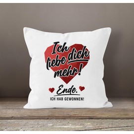 MoonWorks® Cushion Cover Gift Valentine's Day Funny Partner Husband Wife Boyfriend Girlfriend I Love You More End White Standard