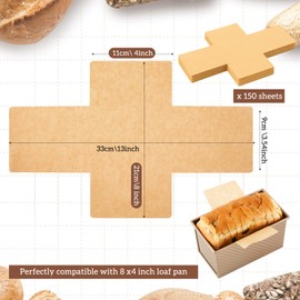 Feifeiya 150 Pcs Loaf Pan Liners for Baking Bread Pan 8 x 4 Inch, Non-stick Disposable Greaseproof Baking Paper for Bread, Cakes, Toast