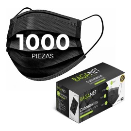 Cubrebocas Tricapa Termosellado Plisado Negro 1000 Piezas