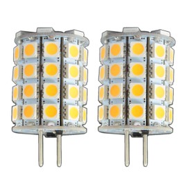 2X G6.35/GX6.35 LED 6 Watt 49x 5050 SMDs Pack 12 V AC/DC 330 Illumination with Pin Connectors Halogen Replacement Lamp Base, Daylight White, G6.35, 6.0 wattsW