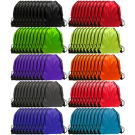 GoodtoU Drawstring Backpack Bulk, 100 Pcs Draw String Bags Cinch Bag Drawstring Gym Bag Sackpack Drawstring Bags for Women Men, 10 Colors