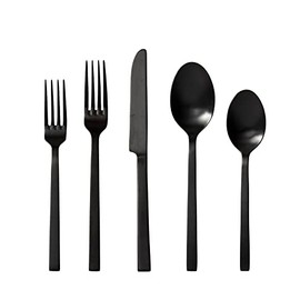 Fortessa Viggo 18/0 Stainless Steel Flatware, Brushed Black, 20 Piece Place Setting, Service for 4