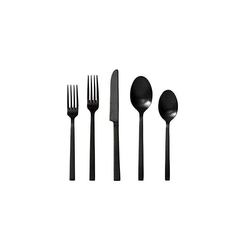 Fortessa Viggo 18/0 Stainless Steel Flatware, Brushed Black, 20 Piece