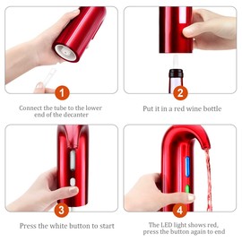 Electric Wine Aerator, Wine Dispenser, Aeration and Decanter Wine Pourer, Red White Wine Accessories Best Wine Gifts -Red