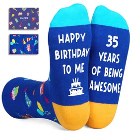 Zmart 35th Birthday Gifts Women Men - Socks for 35 Year Olds, Gifts for Middle Aged Man Woman Born in 1990