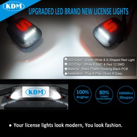 KDM LED License Plate Light with“S”Red Neon Tube fit for 1988-1999 Chevy Silverado GMC Sierra C/K Series 1500 2500 3500 Pickup Suburban Blazer S10 Tahoe Yukon Sonoma S15,White & Red 2Pcs Pack