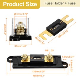 sourcing map 1 Set 40 A 32 V ANL Fuse Holder Kit 40 A Fuse 0/2/4/8 Gauge AWG Inline Fuse Block Fuse Box Automotive Fuse Block for Radio Audio Inverter Amplifier