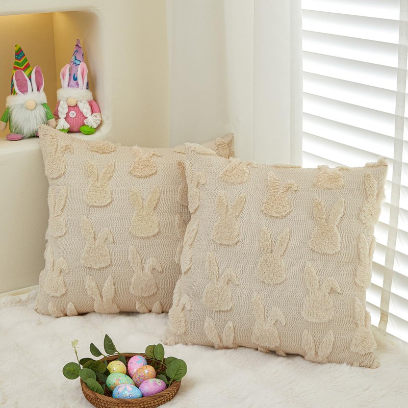 LOMCHEN Easter Throw Pillow Covers 16x16 inch Set of 2