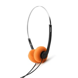 Poemtian Mini Stereo Lightweight Wired Retro Headphones for Phone Tablet (Orange)