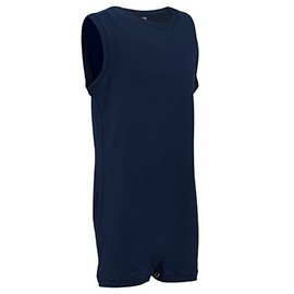 Kaycey Popper Vest Sleeveless Bodysuit With Crotch Snap Closure, Adaptive Clothing for Adults and Big Kids with Special Needs, Soft Cotton, Medium, Navy