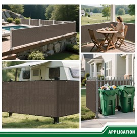 Goleray 3'x3' Brown Balcony Privacy Screen Fence Outdoor Patio Mesh Shade Net Cover, UV Protection Shade Cloth Temporary Fencing for Apartment Railing Porch Deck