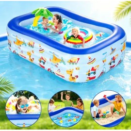 Alberca Inflable Azul Familiar 180cm Para Niños Y Adultos                                                                                             
