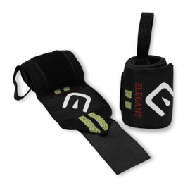 Elegant Trade Weight Lifting Wrist Wraps Bodybuilding Fitness Gym Strap | Stretchable Cotton |Powerlifting Strengthen Thumb Grip Brace | Sold as Pair | Black & Yellow, 16 Inch, (WB102Y)