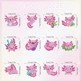 Keluna Diamond Art Keychains Axolotl - 12 Pcs Cute Animal Diamond Painting Ornaments Key Chains Kits, Diamond Art Crafts Kits for Adults Gem Art Painting Kits