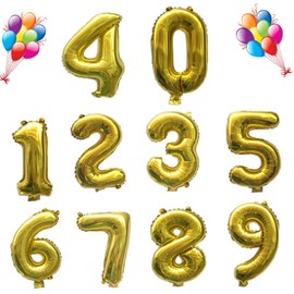 Number Balloons, 40 Inch 0-9 Number Balloons, Birthday Balloons, Numbers, Pure Color, Aluminum Balloons, Birthday Balloons, Large Decorations, Balloons, Party Supplies, Weddings, Anniversaries (Number 2, Gold)