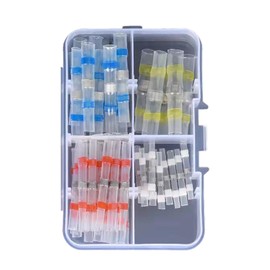 ALLVD 50PCS 5 Sizes Waterproof Crimp Sleeves Heat Shrink Solder Sleeves Solder Sleeves Wiring Connectors for Automotive, Motorcycle, Machinery and Other Industrial Applications Terminals Waterproof