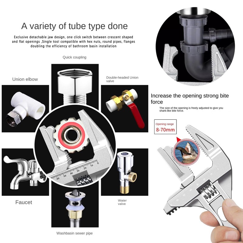 Adjustable Basin Faucet Pipe Pool Crescent Spanner Wrench Wrenches Plumbing