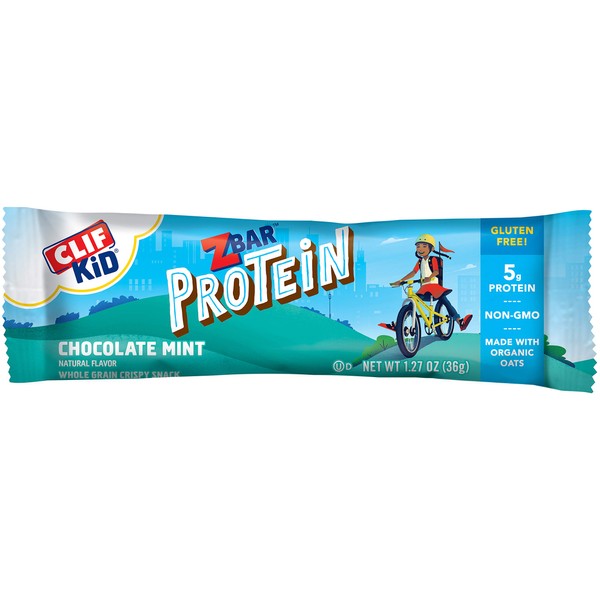 Clif Kid Z Bar Protein Granola Bars - Chocolate Mint Flavor - (1.27 Ounce Gluten Free Bars, Lunch Box Snacks, 10 Count)