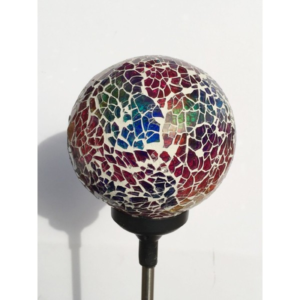 Colorful Ball Solar Lights (#Whitem003R), Solar Power Multi-Color Color Changing LED Mosaic Crackle Glass Ball Decorative Garden Yard Light Stake Lamp