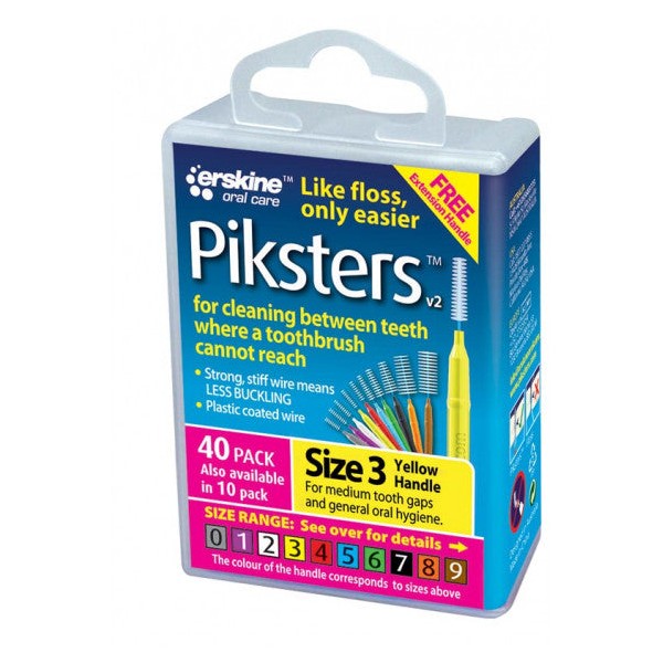 Piksters Interdental Brushes Size 3 Yellow 40 Pack