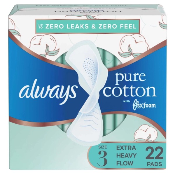 Unbranded Always Pure Cotton Feminine Pads, Size 3, Extra Heavy