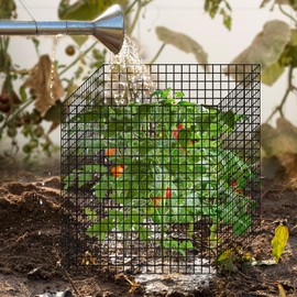 Warmfarm 24 Pics DIY Metal Plant Protectors from Deer, Garden Fencing Animal Barrier Size 11.8 * 11.8 inches, Mesh Plant Cage Chicken Wire Cloche for Plants with Stakes and Nylon Cables (24 Pcs)