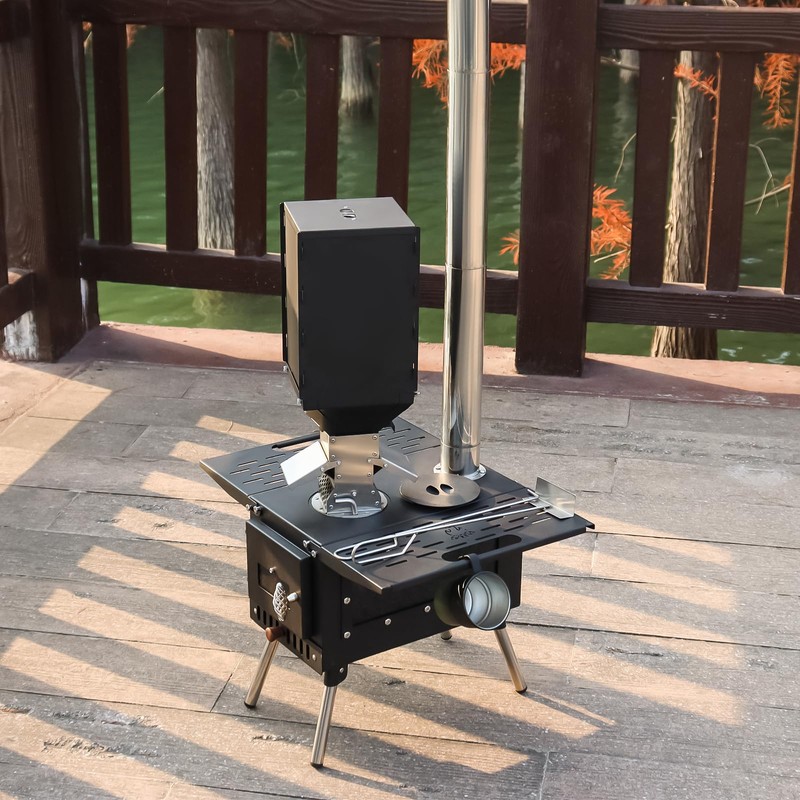 Outdoor Camping Stove Accessory Pellet Bin with Burner for Tent