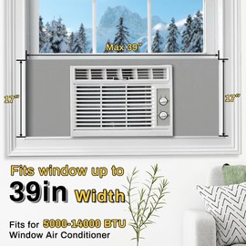 Powrocket Window Air Conditioner Surround Foam Insulation Panels,Window AC Side Panels for Window AC Unit Indoor,Summer Winter Heat and Draft Window Seal Cover,Surround Insulation Side Panels(Grey)