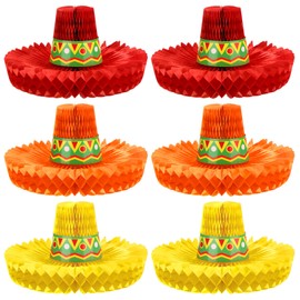 Jetec 6 Pcs Honeycomb Mexican Party Hats - 11.8 Inch Fiesta Decorations for Tables, Mariachi Themed Centerpieces for Cinco de Mayo Parties