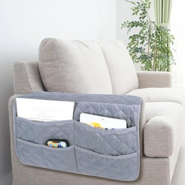 NiCoLa Armrest Covers for Sofa, Grey Chair Arm Covers, Washable Armchair Arm Covers with 6 Pockets for Sofas, Recliner Chair, Armchairs