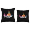 Barcelona Skyline Graffiti Lettering Throw Pillow