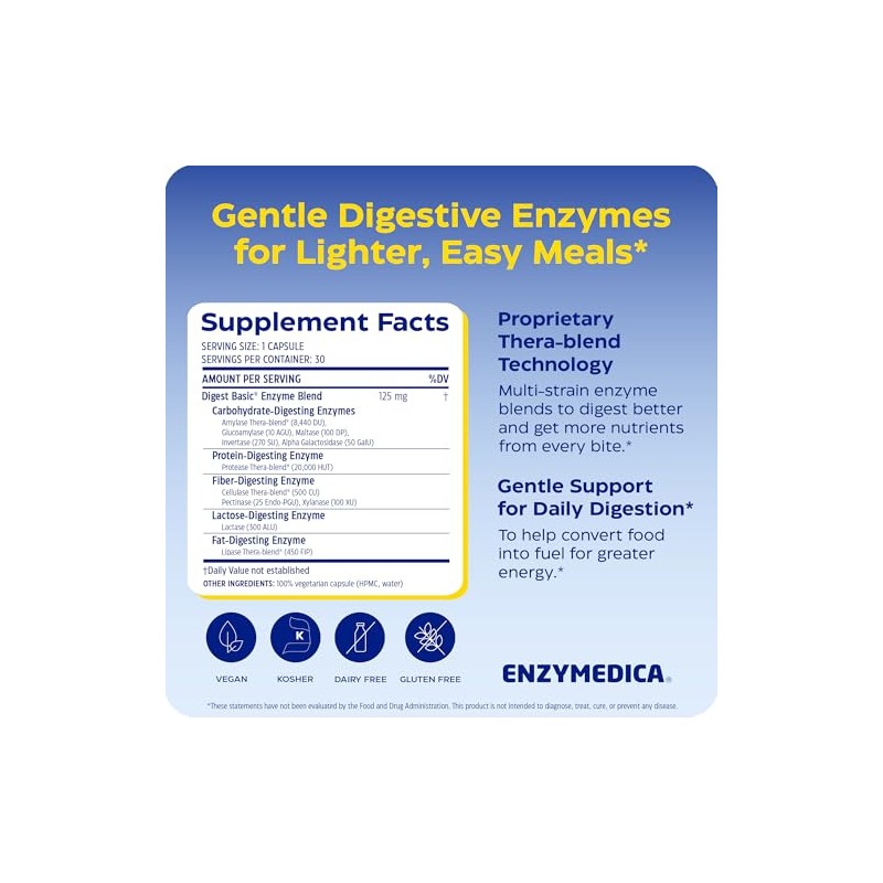 Enzymedica | Digest Basic, 30 Cápsulas