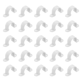 sourcing map 50Pcs PVC Pipe Straps, 20mm(4/5") Plastic Conduit Strap 2 Holes PVC Pipe Mounting Bracket for PVC Pipe Conduit and Cables, White