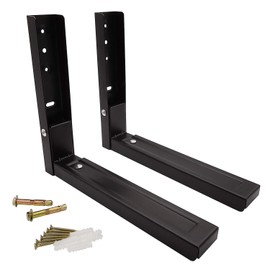 IMSurQltyPrise Universal Microwave Shelf Bracket Wall Mount Kit, Arms Extend & Foldable Fit for Most of Microwaves, Black - 1 Pair