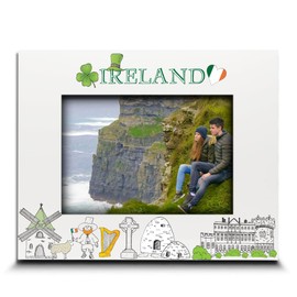 BELLA BUSTA-Ireland Picture frame-Wedding, Honeymoon, Vacation, Adventure- Irish Keepsake -Custom City Symbol Design Collection-UV Print (5x7 Horizontal)
