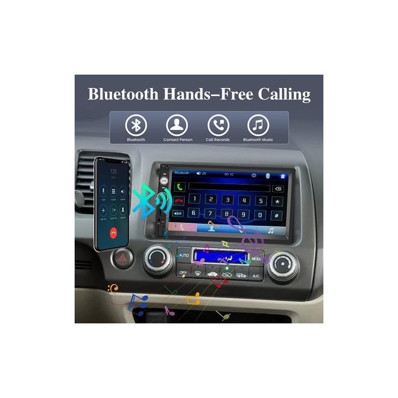 NHOPEEW Double Din Bluetooth Car Stereo - 7 Inch Touch
