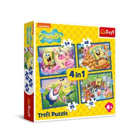 Trefl - SpongeBob Underwater Life SpongeBob - Puzzle 4-in-1, 4 Puzzles, 35 to 70 Pieces - Various Levels of Difficulty for Children from 4 Years