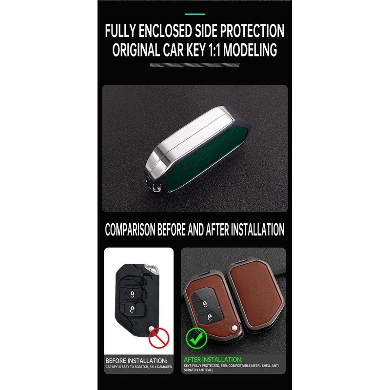 ontto Flip Folding Key Fob Cover Compatible with Jeep Wrangler