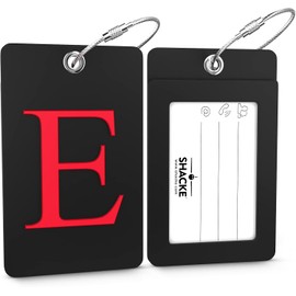 Etiqueta de equipaje plegable con lazo de acero inoxidable - Shacke LT-BLK-PRT